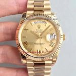 Copy Rolex Day-Date II 40mm ALL Gold Roman Markers Gold Dial Watch_th.jpg